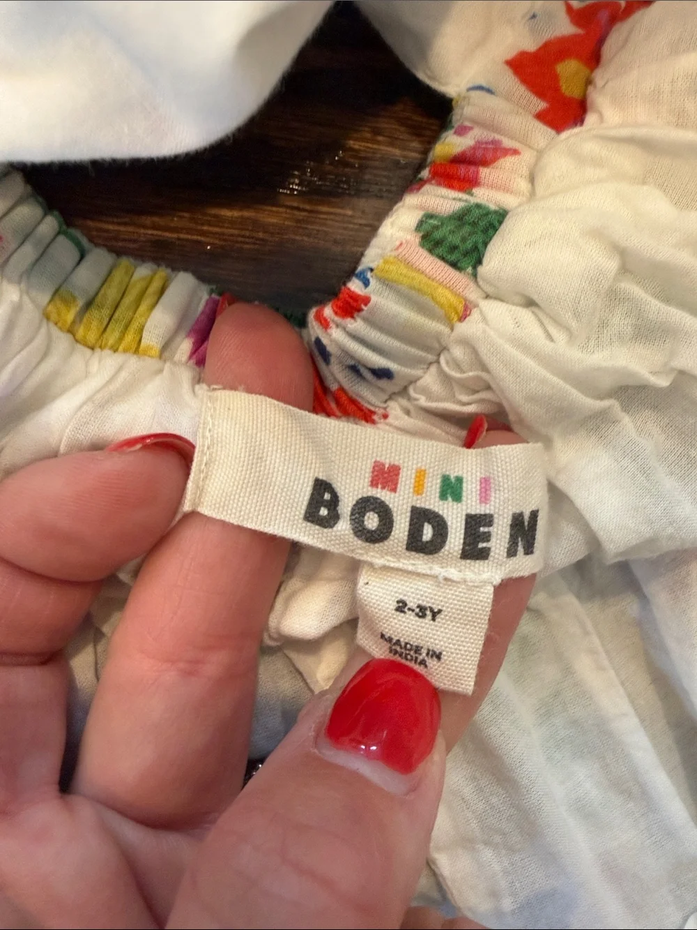 Mini Boden White Sundress with Multicolor Floral & Animal Print